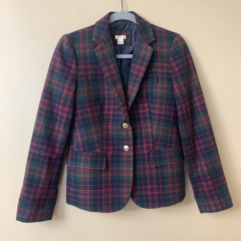 J. Crew Plaid Multicolor Preppy Schoolgirl Formal Button Up Blazer - Jacket